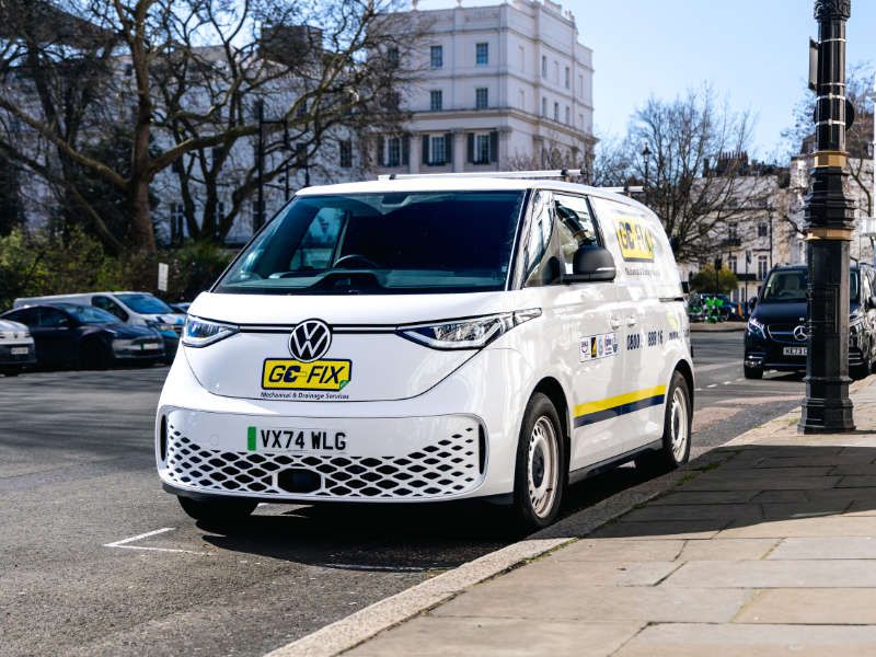 Go-Fix eco-friendly van in London, reducing vehicle emissions.